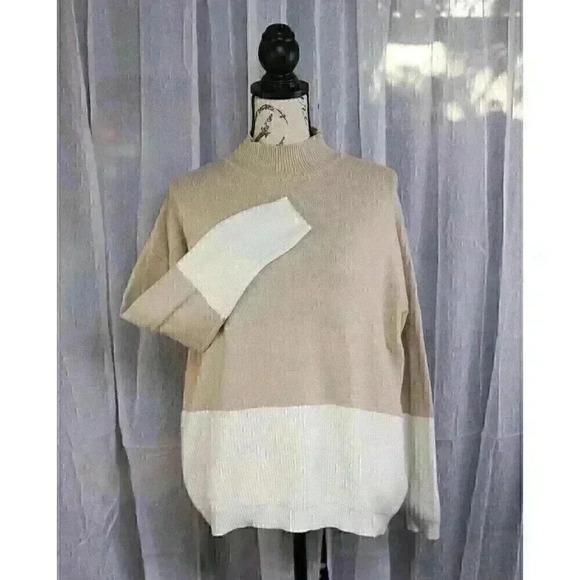 KNIT TURTLENECK SWEATER-BEIGE LADIES - SIZE L - Picture 1 of 14